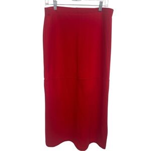 Red Pull-On Pencil Maxi Skirt Women’s M Stretch Back Slit Minimalist